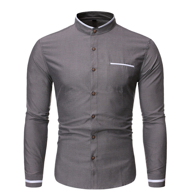 Men's Slim Casual Shirt with Chest Pocket