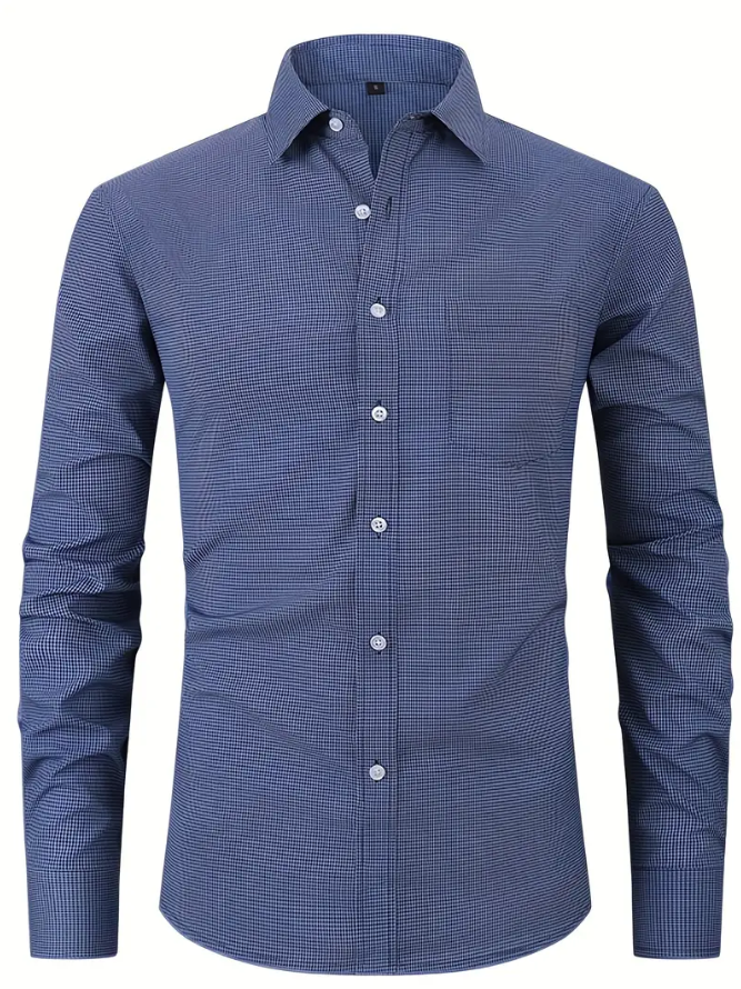 Men's Long Sleeve Shirt with Cube Pattern
