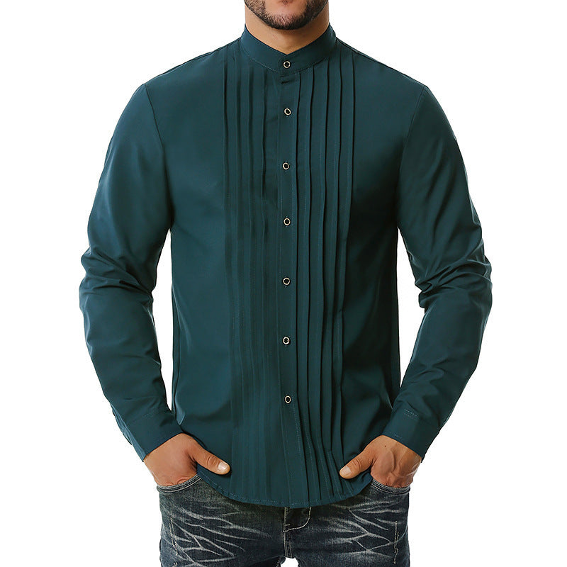 Casual Long Sleeve Shirt with Vertical Stripes