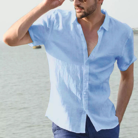 Men's European-Style Short-Sleeve Casual Shirt