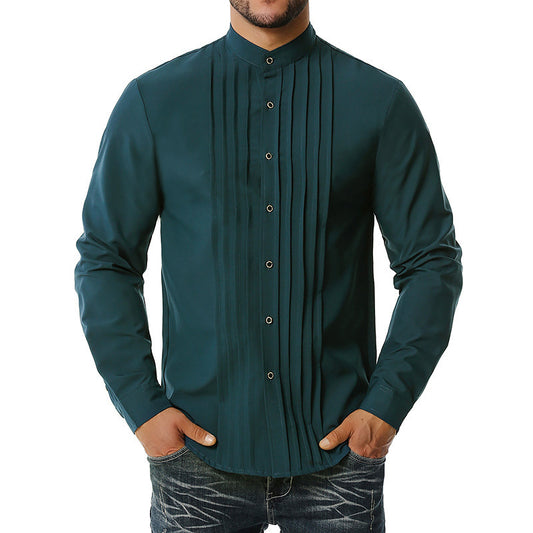 Casual Long Sleeve Shirt with Vertical Stripes