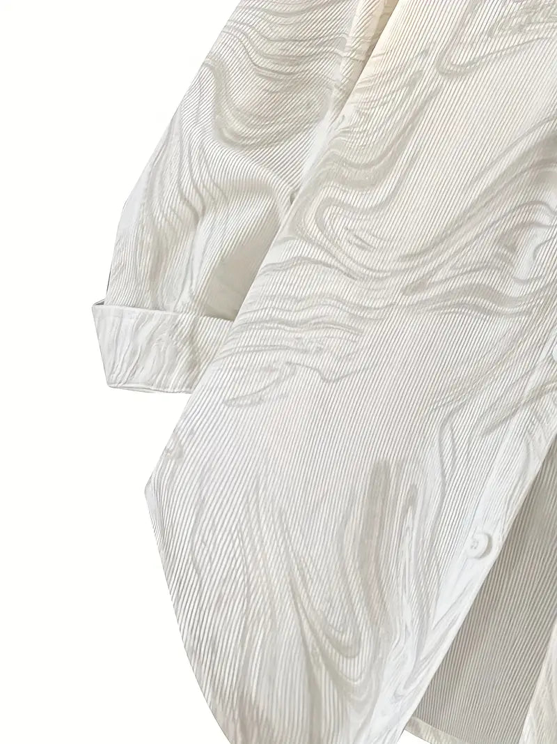 Men's Cream Long Sleeve Shirt with Subtle Print