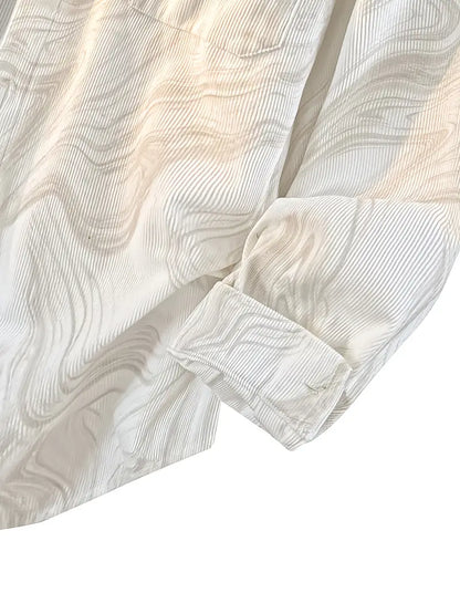 Men's Cream Long Sleeve Shirt with Subtle Print